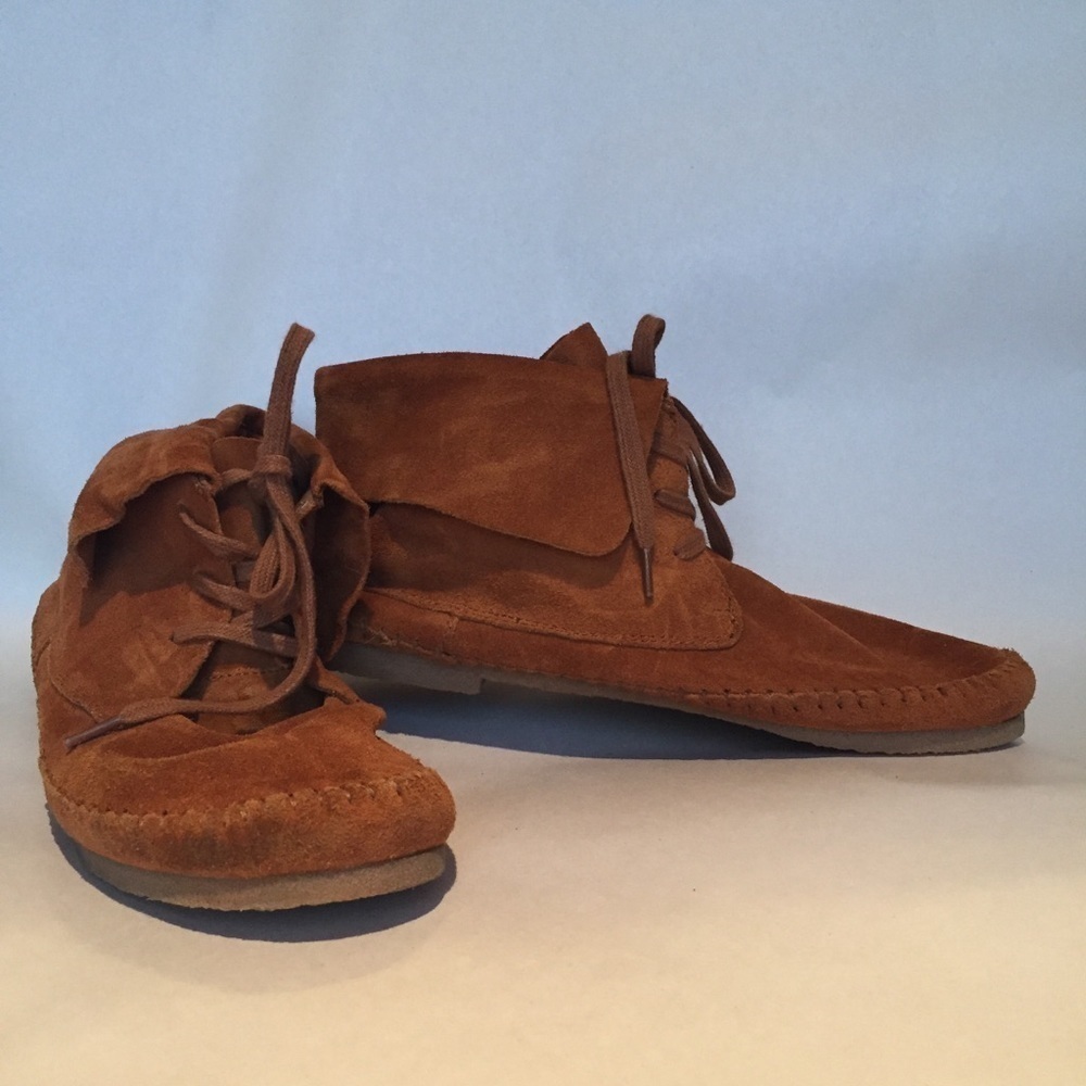 Lucky Brand Camella Aztec Brown bootie Moccasin 9 festival fairycore fringe